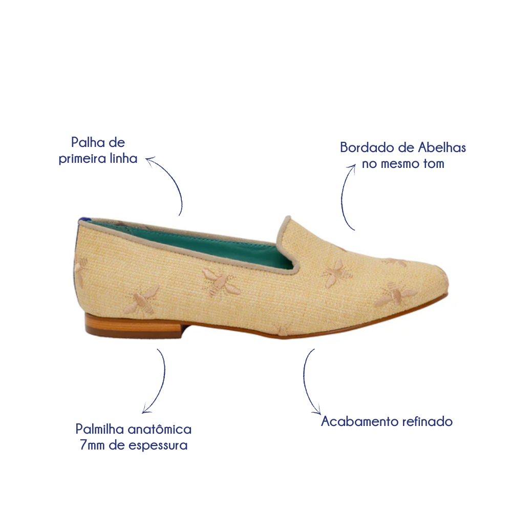 Loafer Palha Bees Nude