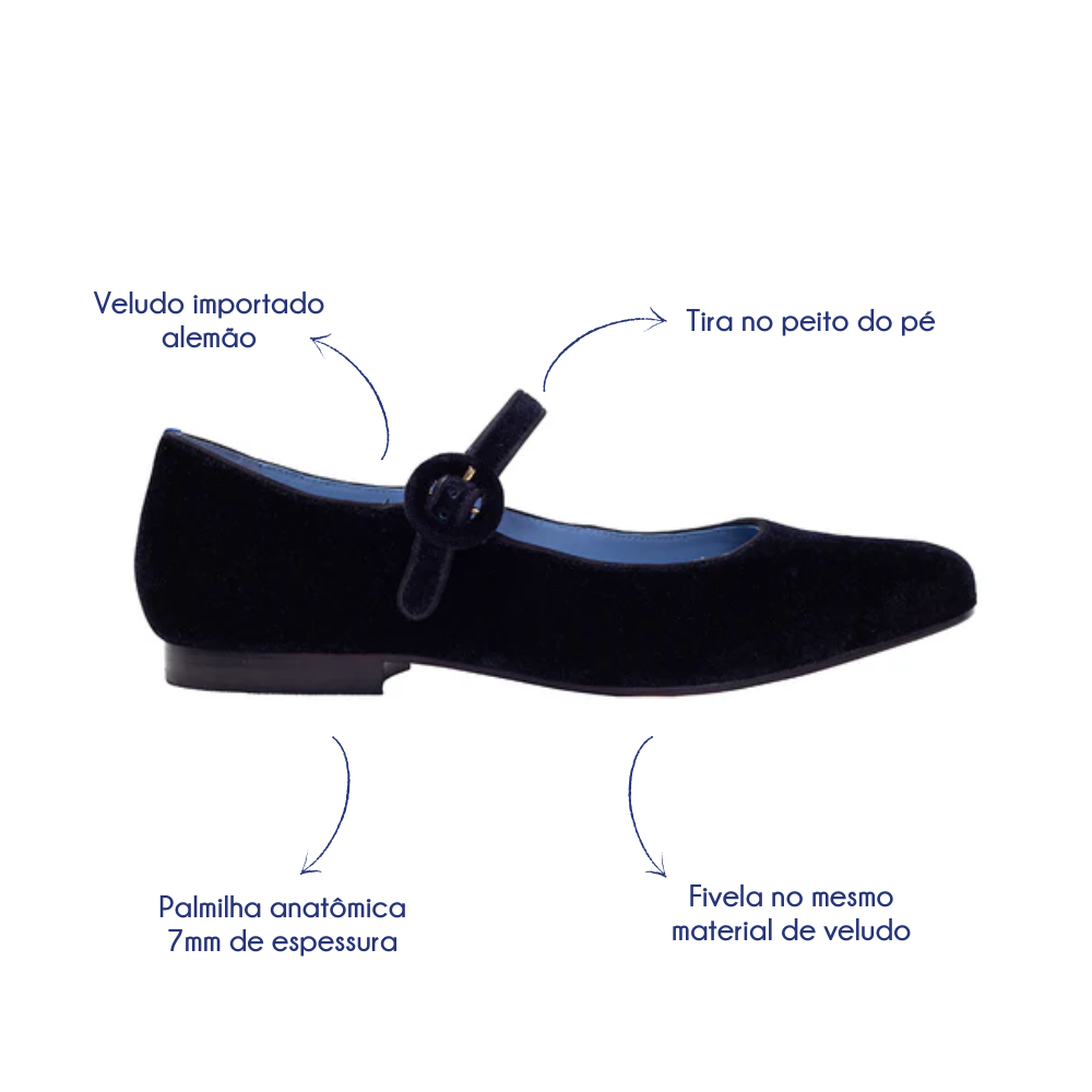 Sapatilha Doll Veludo Preto
