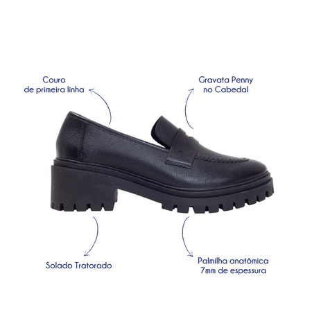 High Loafer Classic Couro Preto