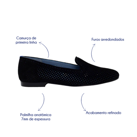 Loafer Camurça Saudade Preto