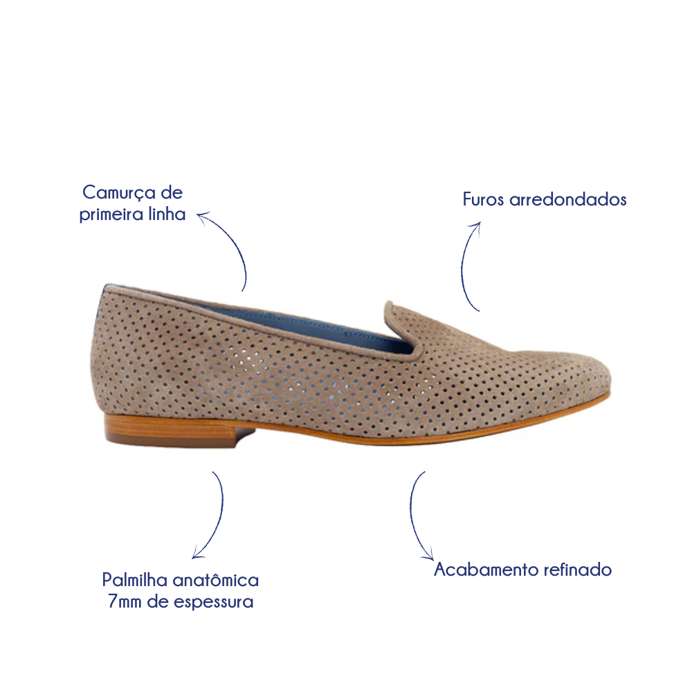 Loafer Camurça Saudade Cinza
