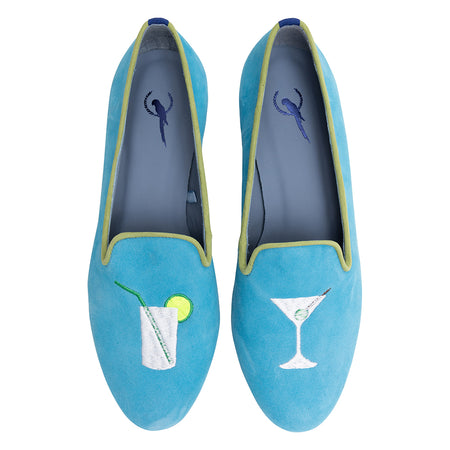 Mocassim Loafer Drinks Camurça Azul Claro