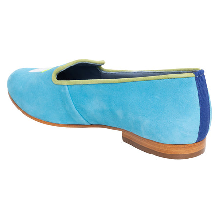 Mocassim Loafer Drinks Camurça Azul Claro