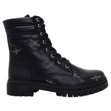Bota Biker Bees Couro Preto