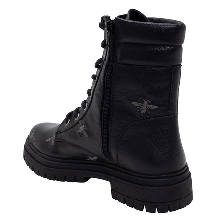 Bota Biker Bees Couro Preto