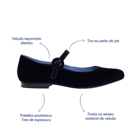 Sapatilha Doll Veludo Preto