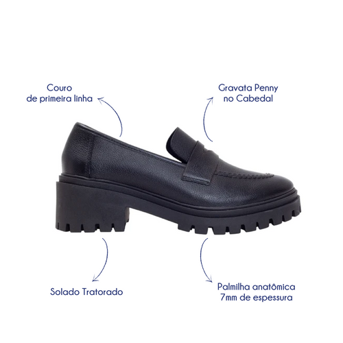 High Loafer Classic Couro Preto