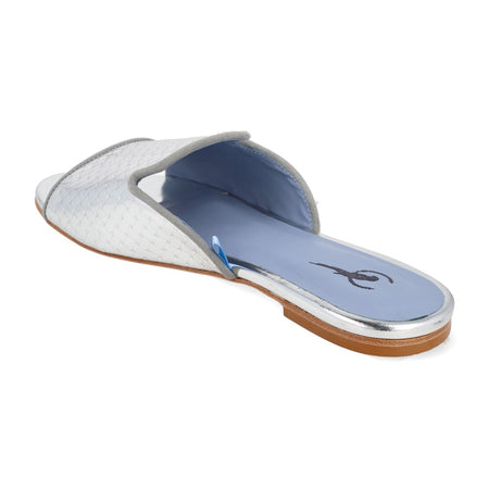 Rasteira Shower Flat Couro Tresse Prata