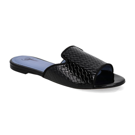 Rasteira Shower Flat Couro Tresse Preto