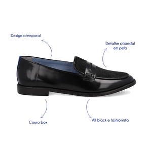 Penny Loafer Duo Wild Couro Preto