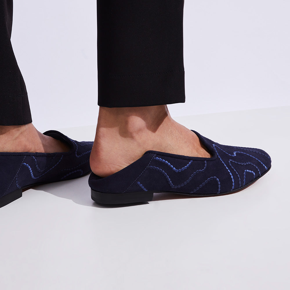 Loafer Slip Waves Camurça Marinho