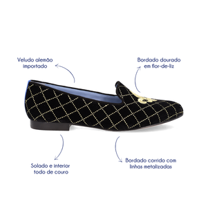 Loafer Imperial Veludo Preto