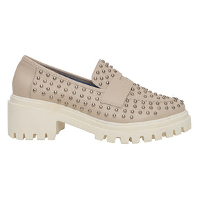 High Loafer Couro Studs Off White